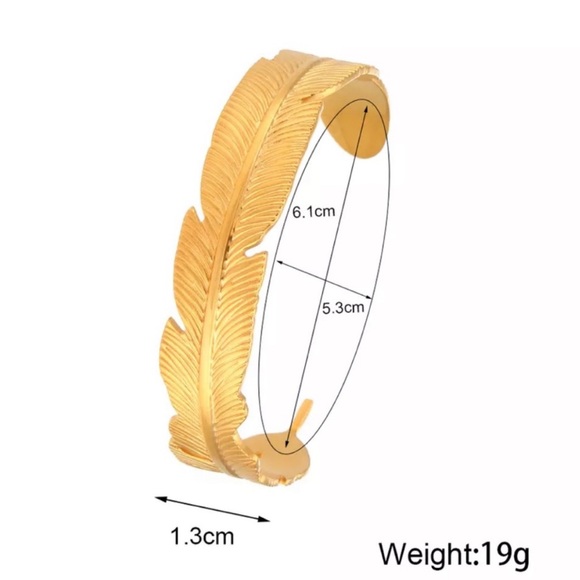 NEW LEAF BANGLE CUFF 18K GOLD BRACELET, NICE BRACELET, CUTE BRACELET - Picture 7 of 7